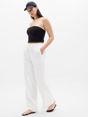 Athleta Retreat Linen High Rise Wide Leg Pant
